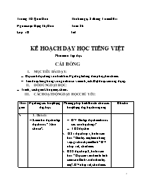 Kế hoạch dạy học tiếng Việt phân môn: Tập đọc - Cái bống