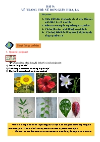 Giáo án Mĩ thuật - Bài 9: Vẽ trang trí: vẽ đơn giản hoa, lá