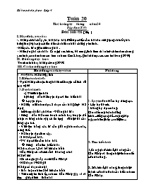 Kế hoạch dạy học Lớp 4 - Tuần 20 - Chuẩn kiến thức kỹ năng