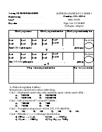 Kiểm tra định kỳ cuối học kì I môn Toán 4 - T