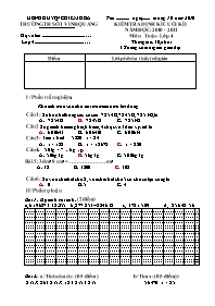 Kiểm tra định kì cuối kì I môn Toán lớp 4 - Trường TH số 1 Vinh Quang